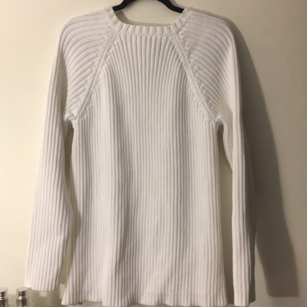 NWOT Michael K. white knit sweater w/ gold zippers - Picture 5 of 6